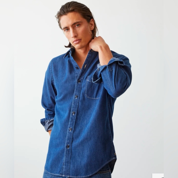 REDHEAD Premium Denim Button Down Shirt MEN'S M Rancher Classic Indigo Blue - Picture 6 of 15